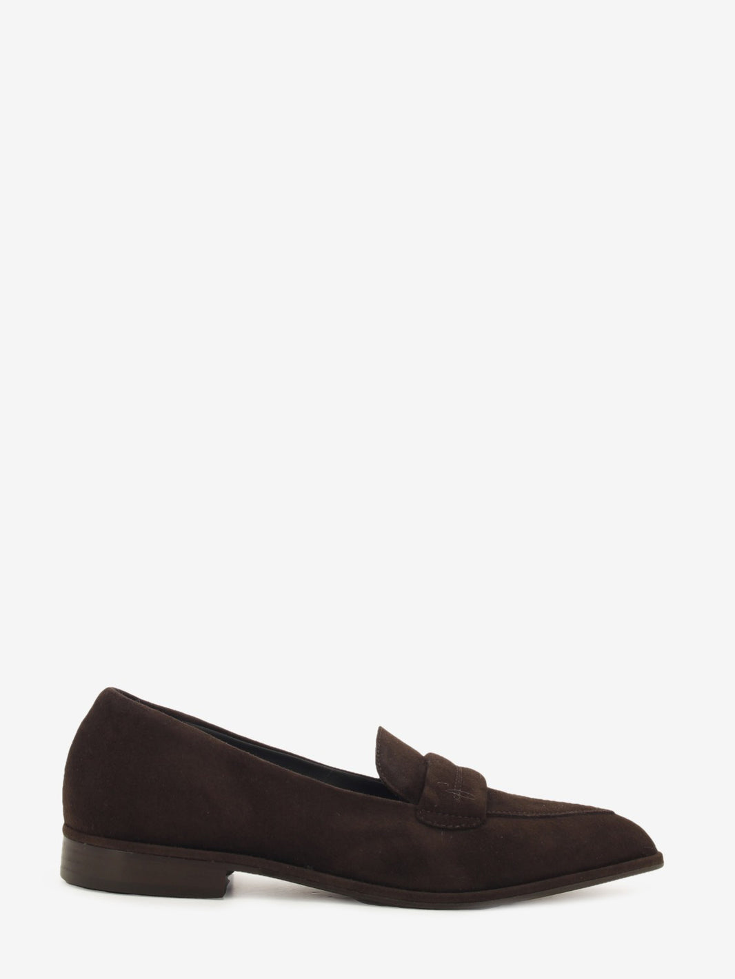 Mocassini a punta in suede testa di moro