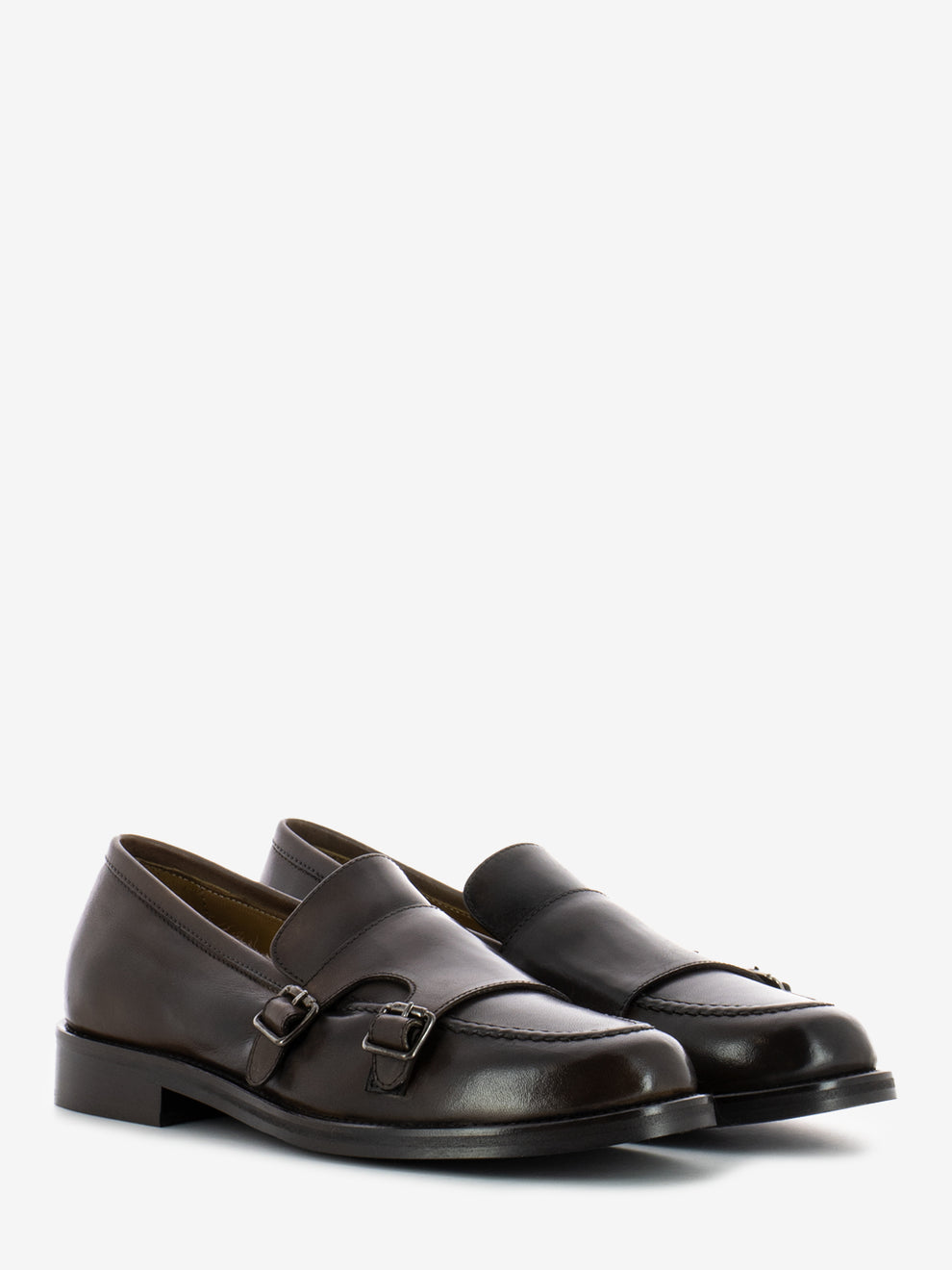 Brown Double Buckle Loafers