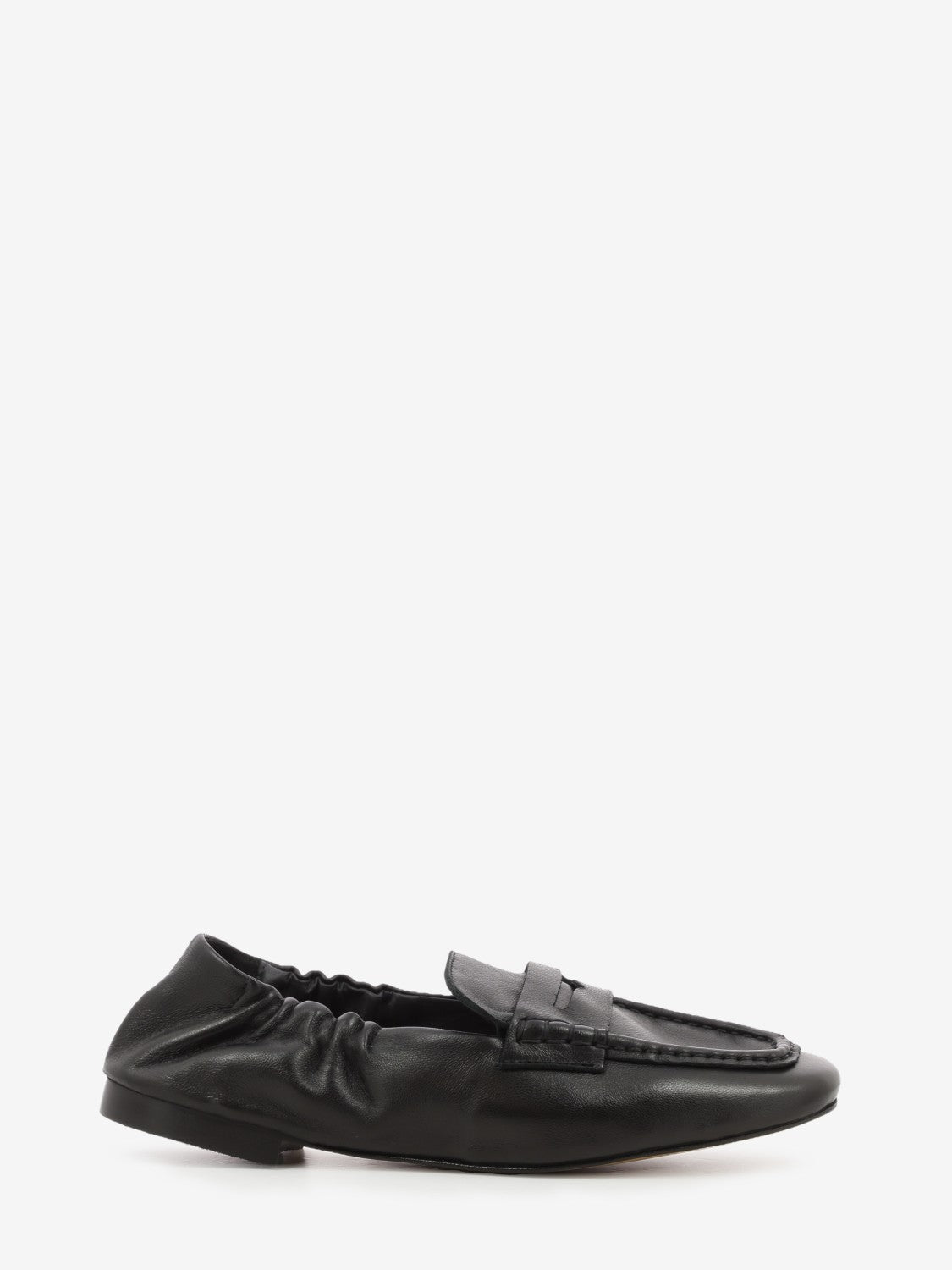 Mocassini con elastico in pelle nera