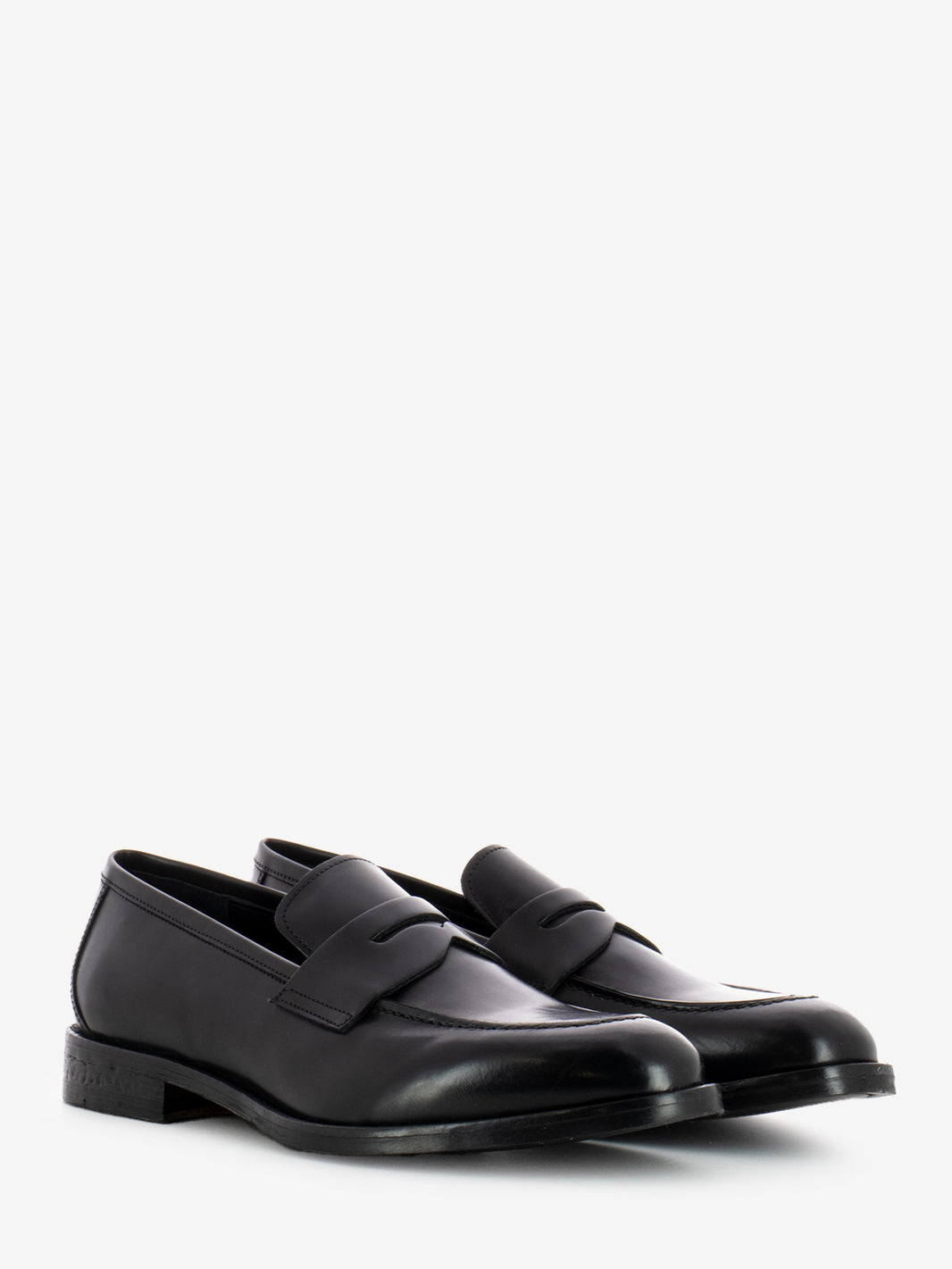 Black Leather Penny Band Loafers