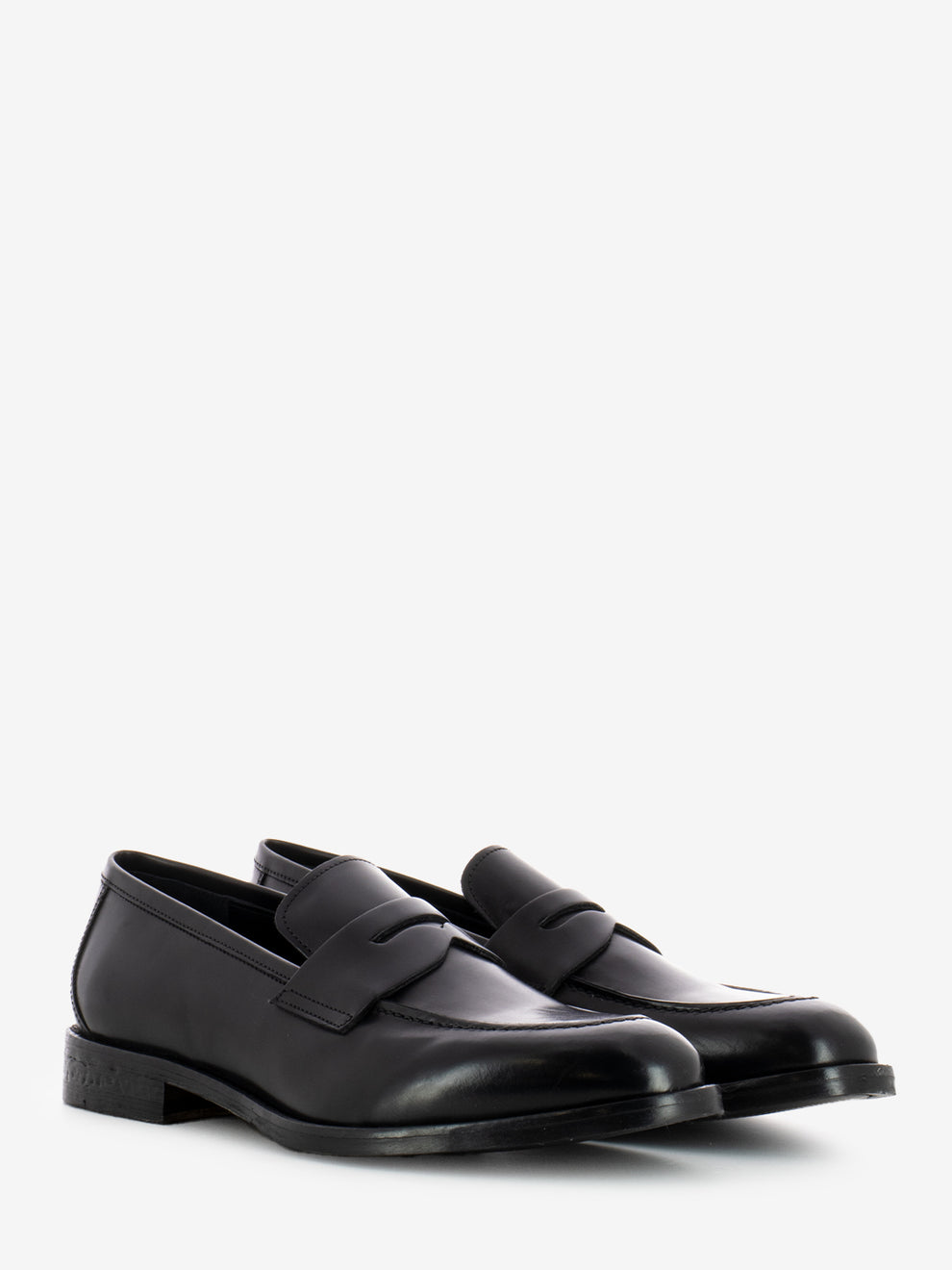 Black Leather Penny Band Loafers