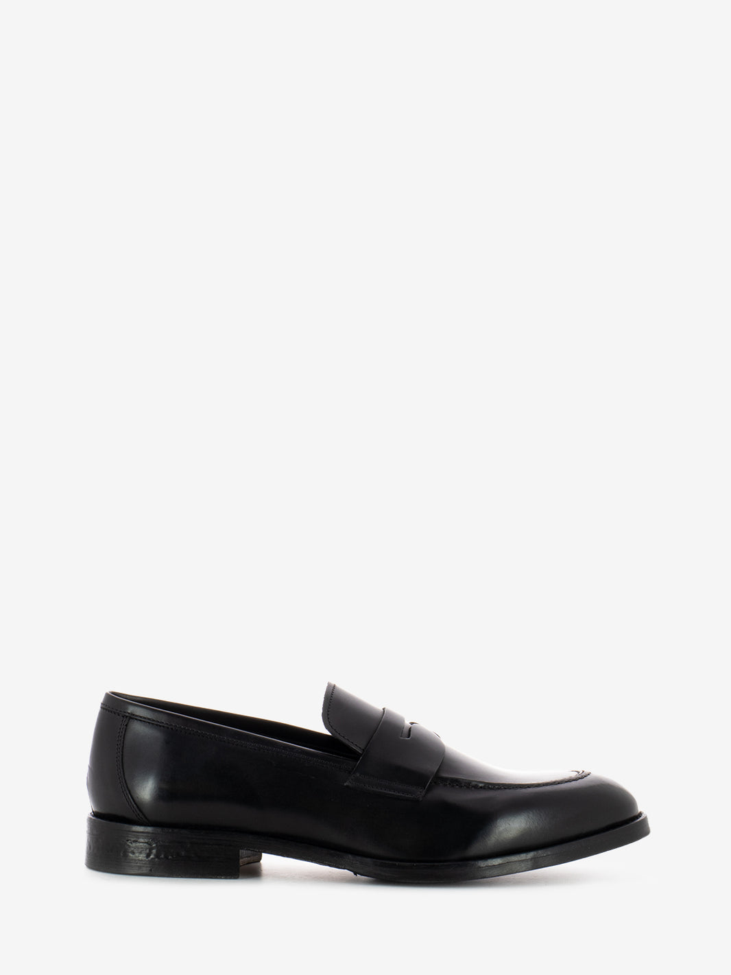 Black Leather Penny Band Loafers