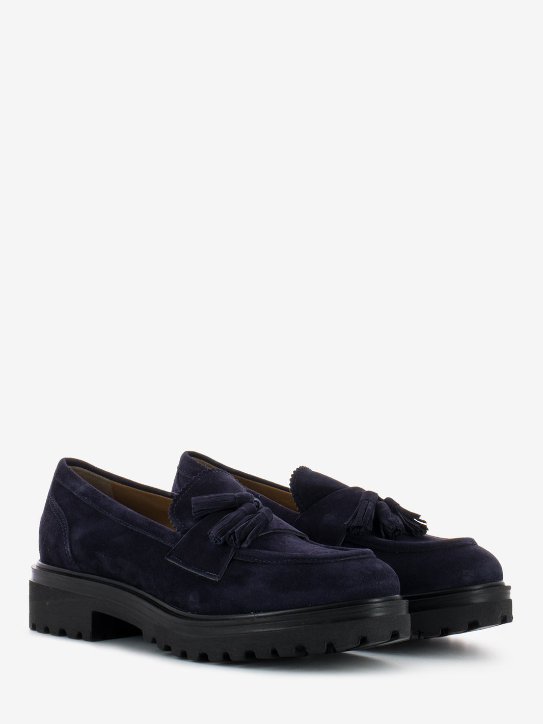 Blue Suede Tassel Loafers