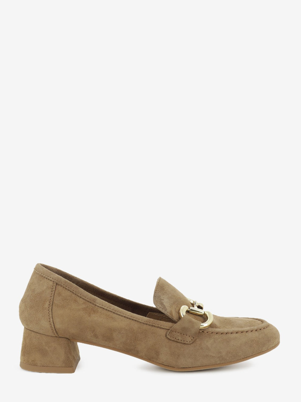 Mocassini con tacco in suede sella