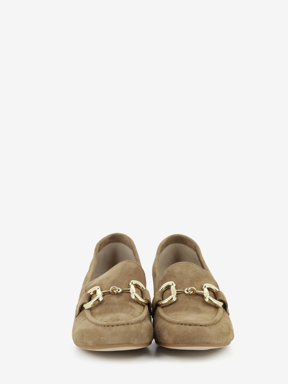 Mocassini con tacco in suede sella