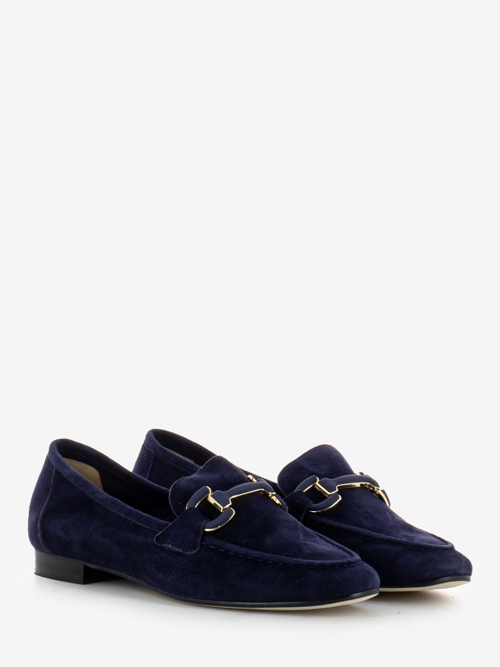 Mocassini Dante in suede con accessorio blu