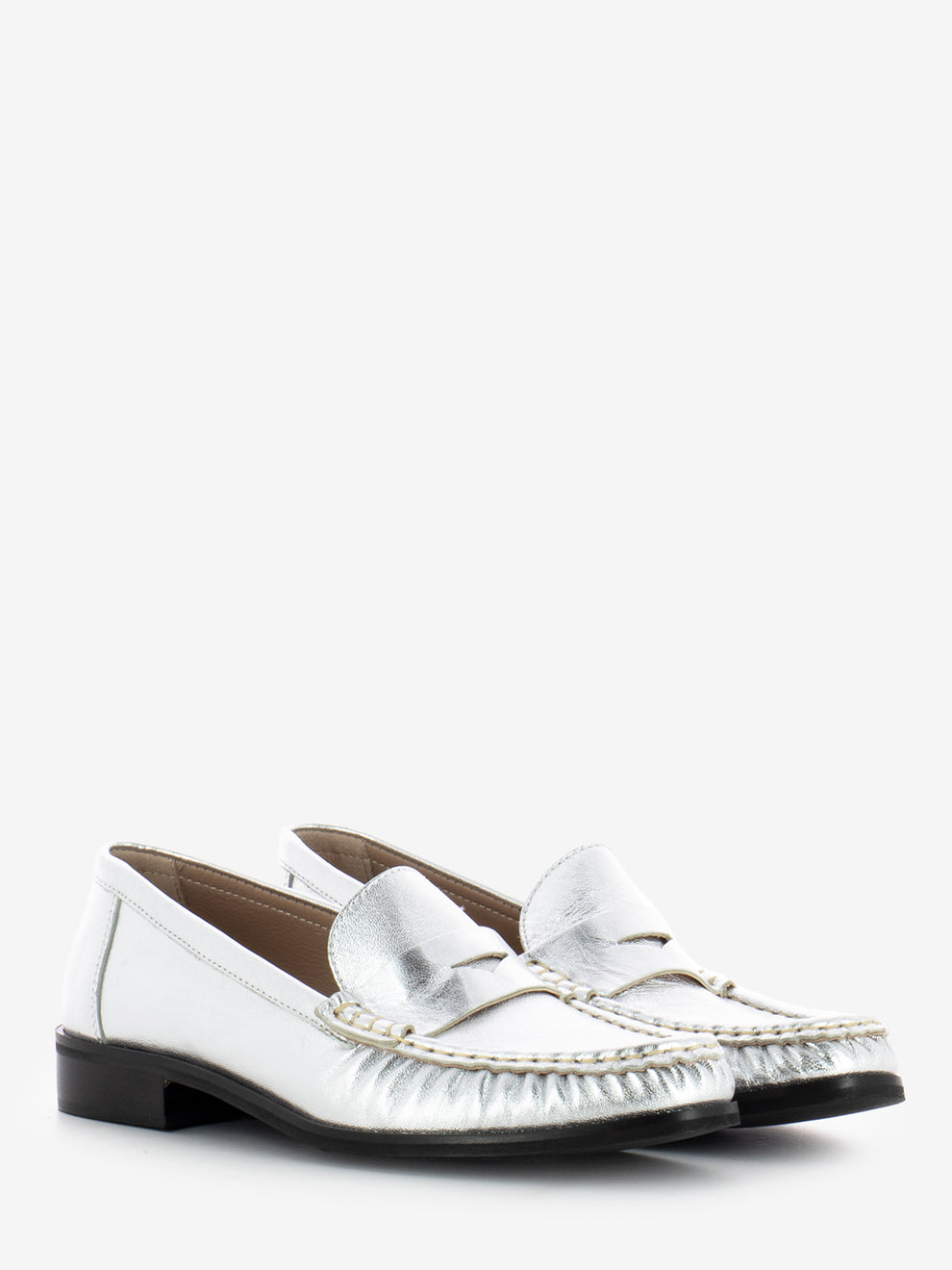 Flore moccasins laminated silver