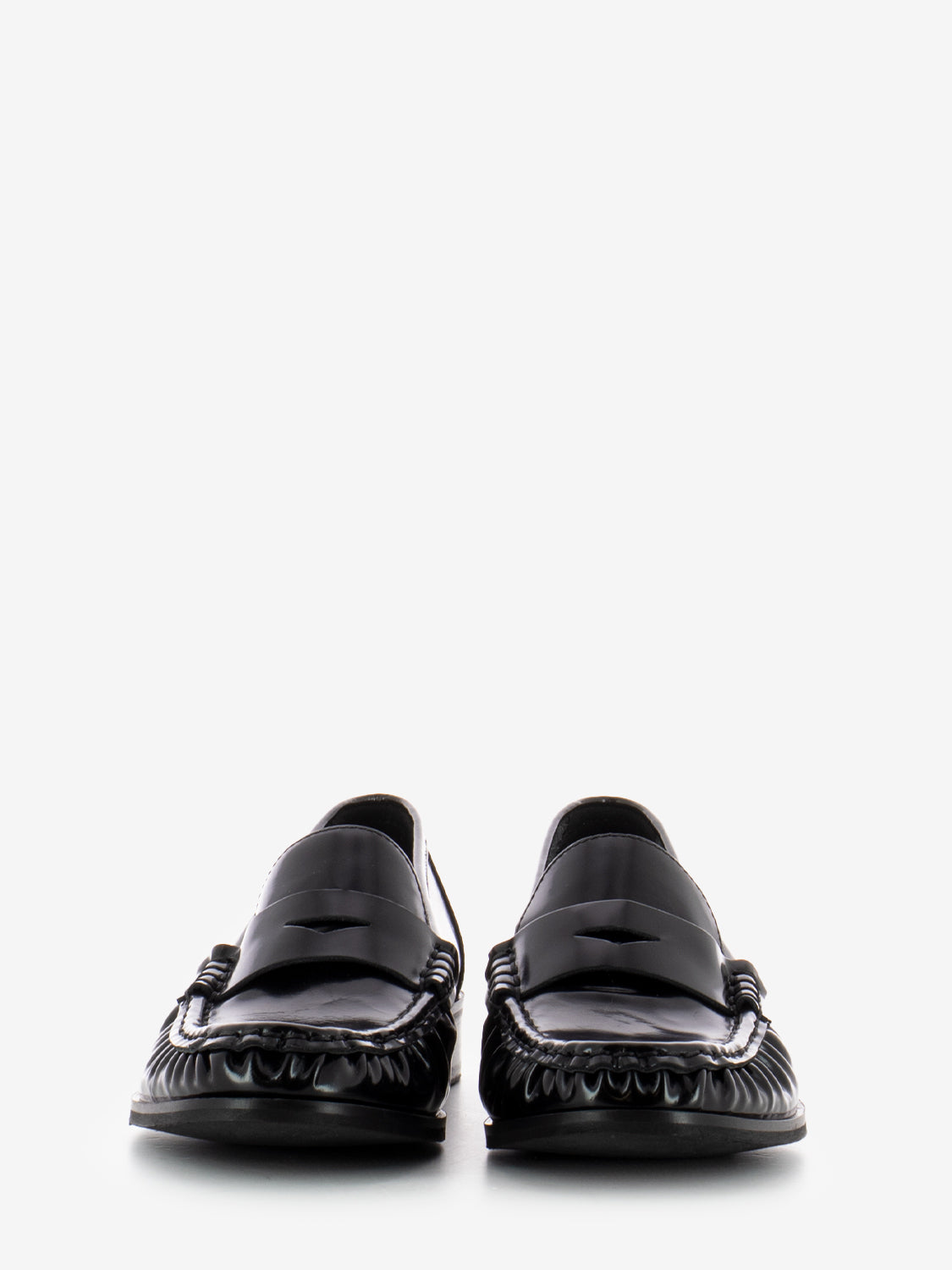 Flore moccasins in black abrasive leather
