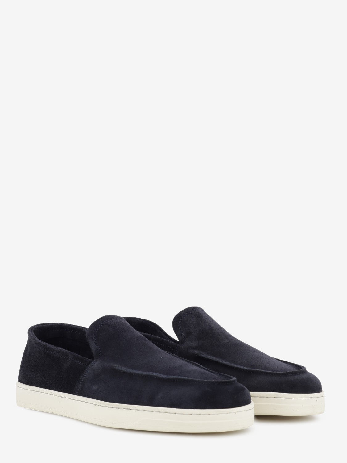 Dark blue suede loafers