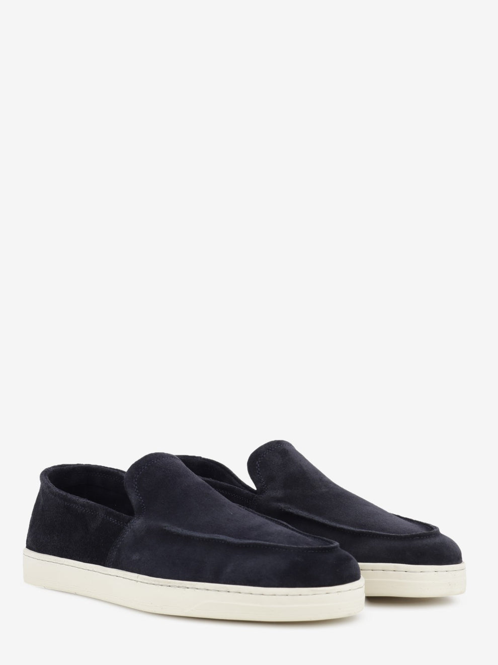 Dark blue suede loafers