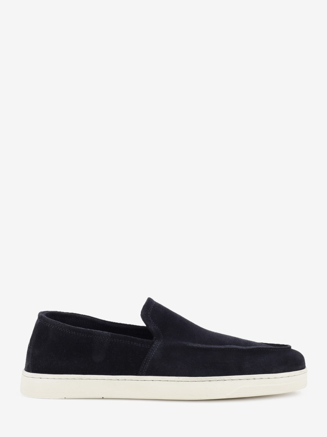 Dark blue suede loafers