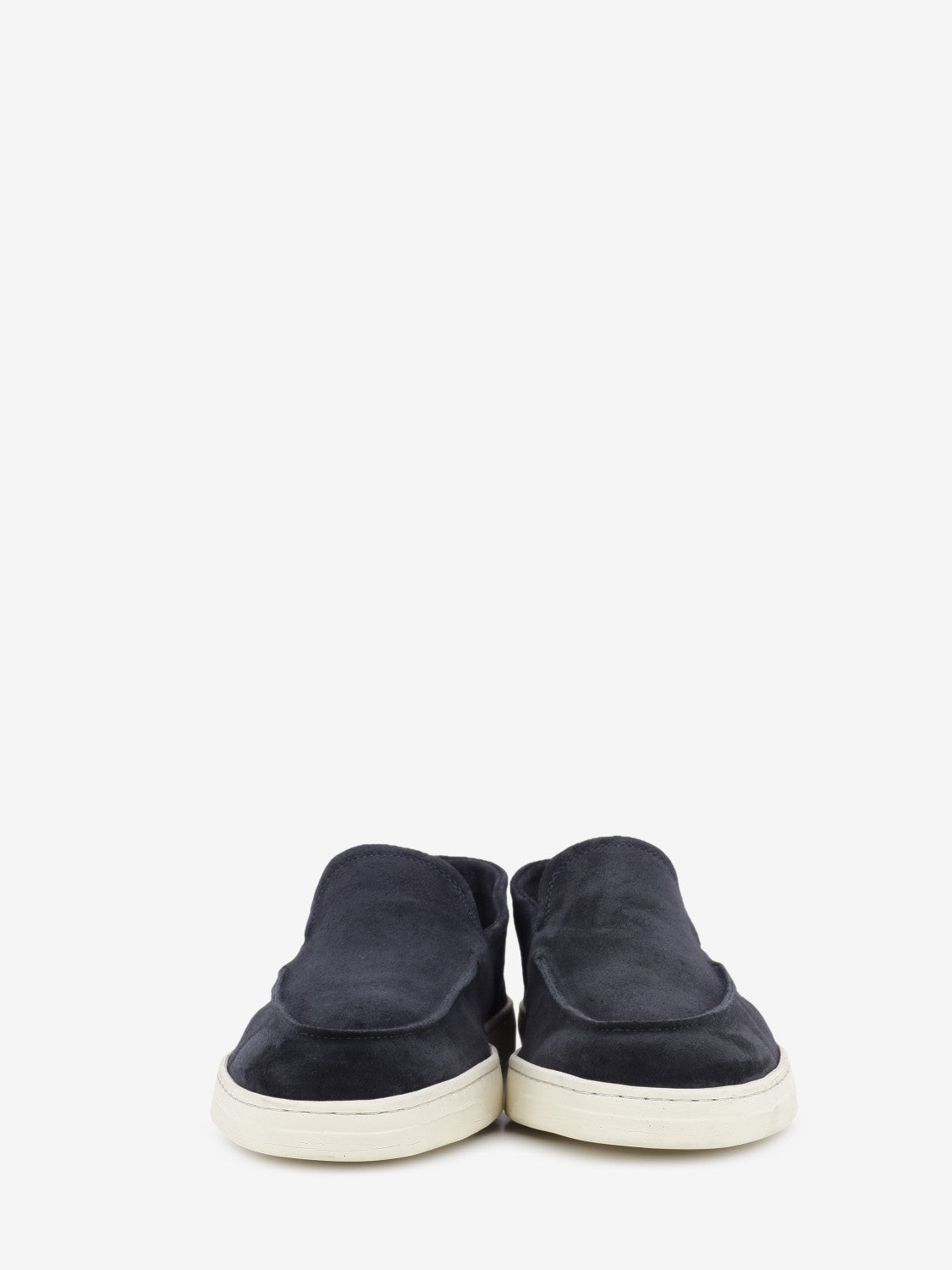 Dark blue suede loafers