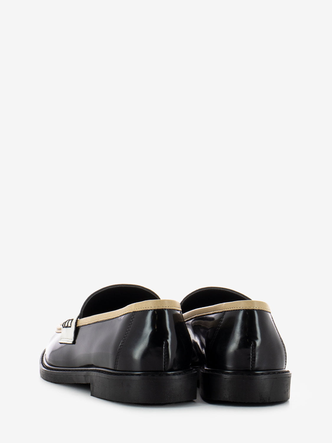 Black / Beige / Cream Bee Leather Loafers