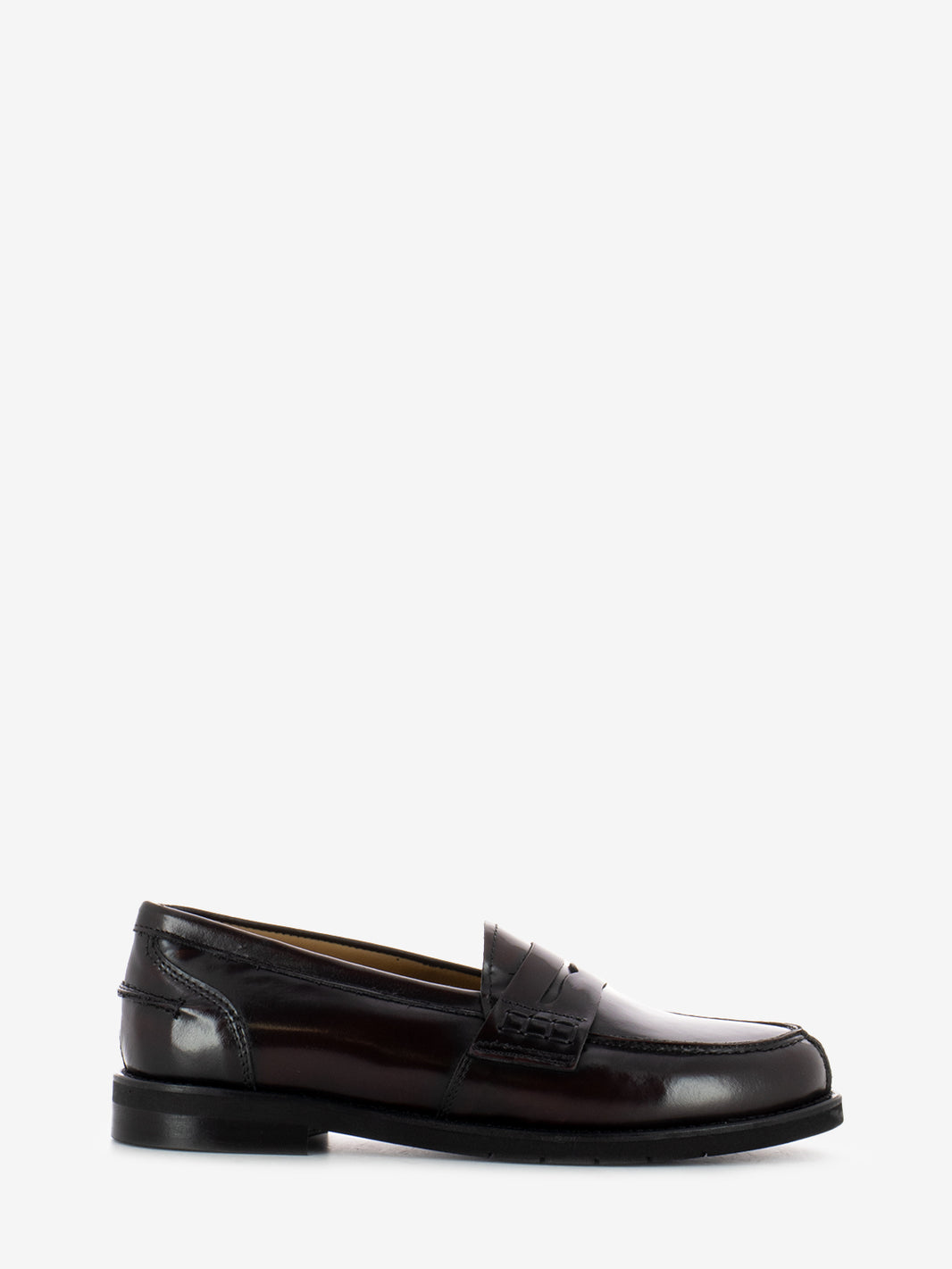 Mocassini in pelle con fascia penny bordeaux