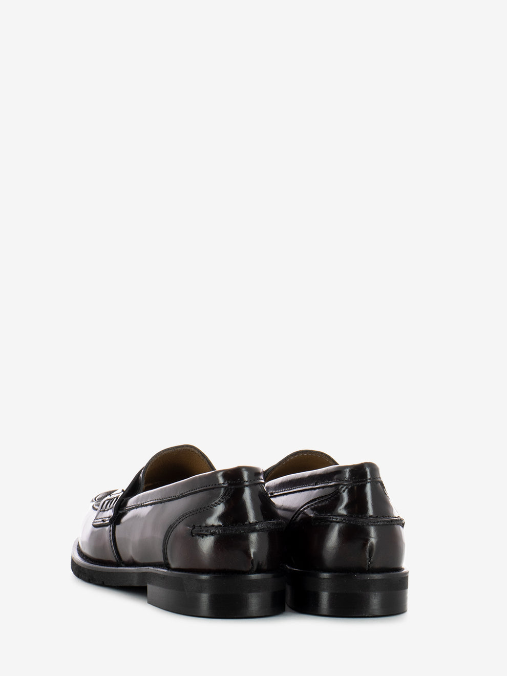 Mocassini in pelle con fascia penny bordeaux