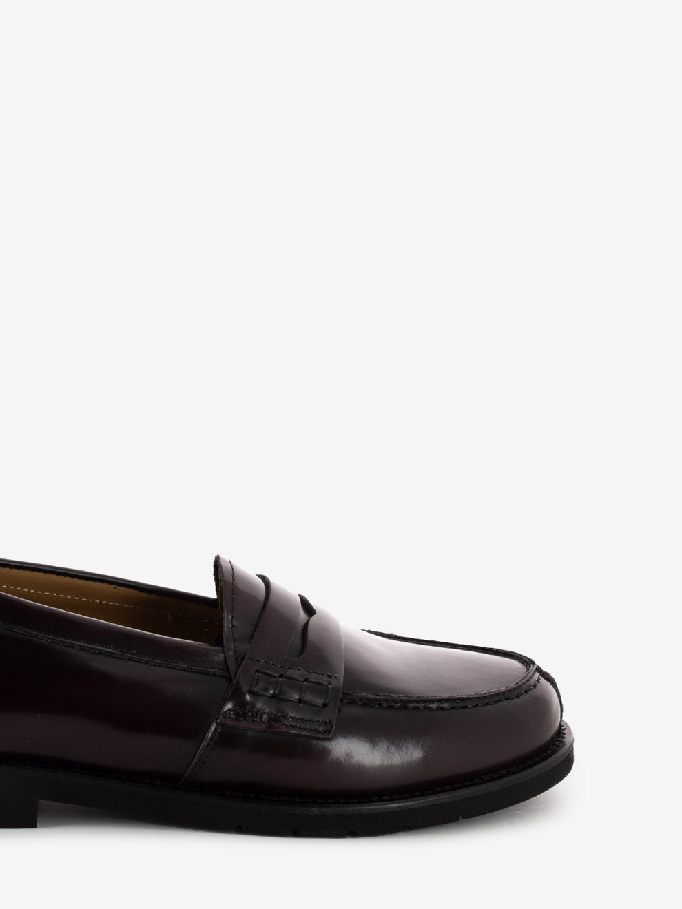 Mocassini in pelle con fascia penny bordeaux