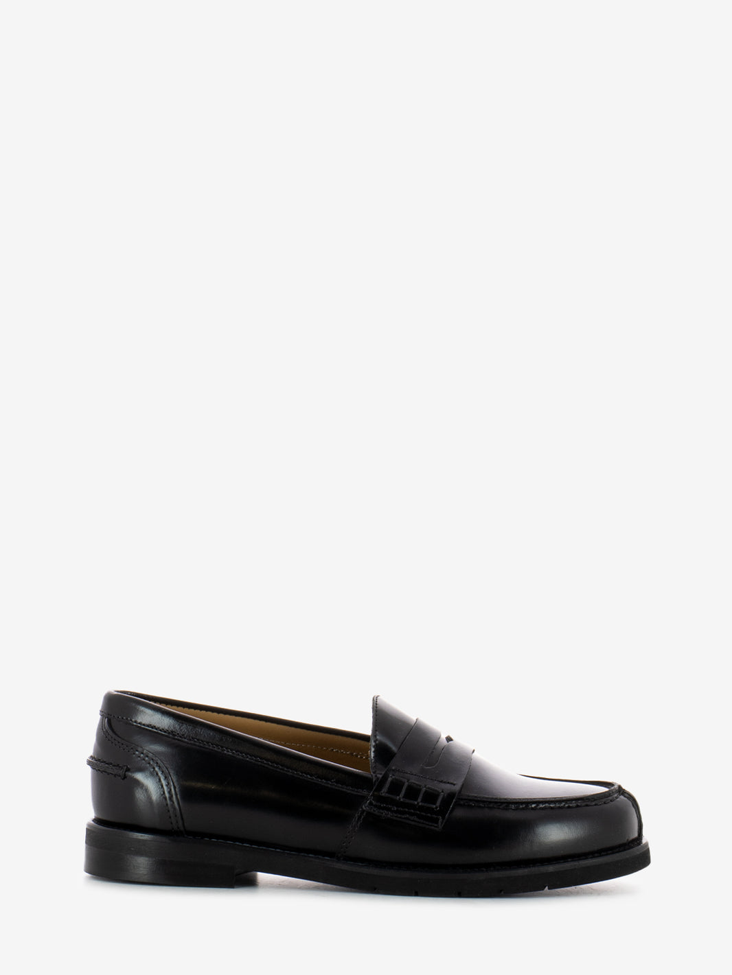 Mocassini in pelle con fascia penny nere
