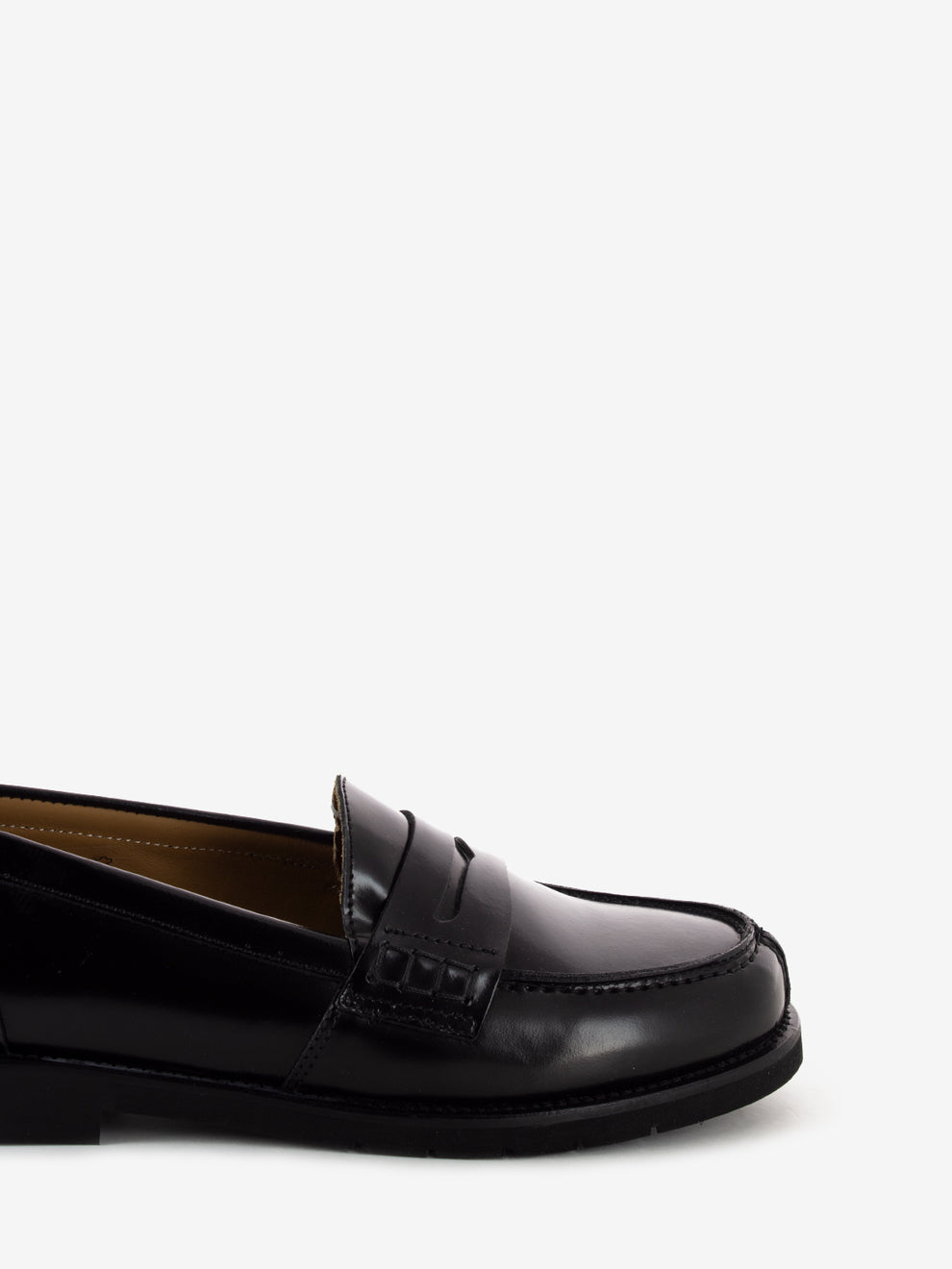 Mocassini in pelle con fascia penny nere