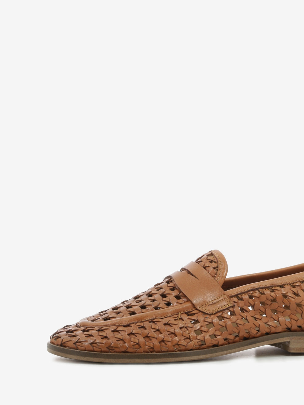 Mocassini in pelle intrecciata cuoio