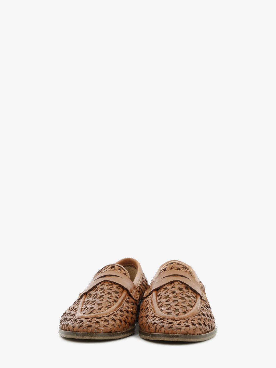 Mocassini in pelle intrecciata cuoio
