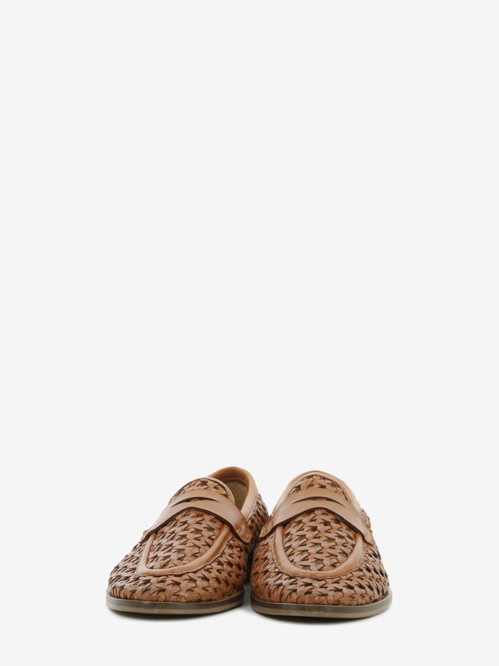 Mocassini in pelle intrecciata cuoio
