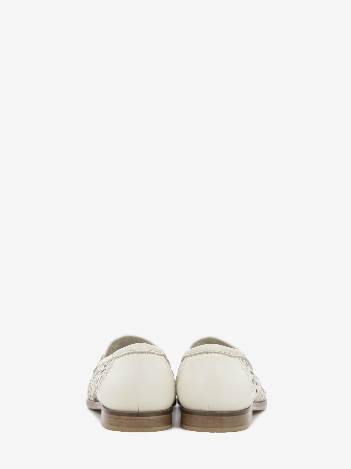 Mocassini in pelle intrecciata off white
