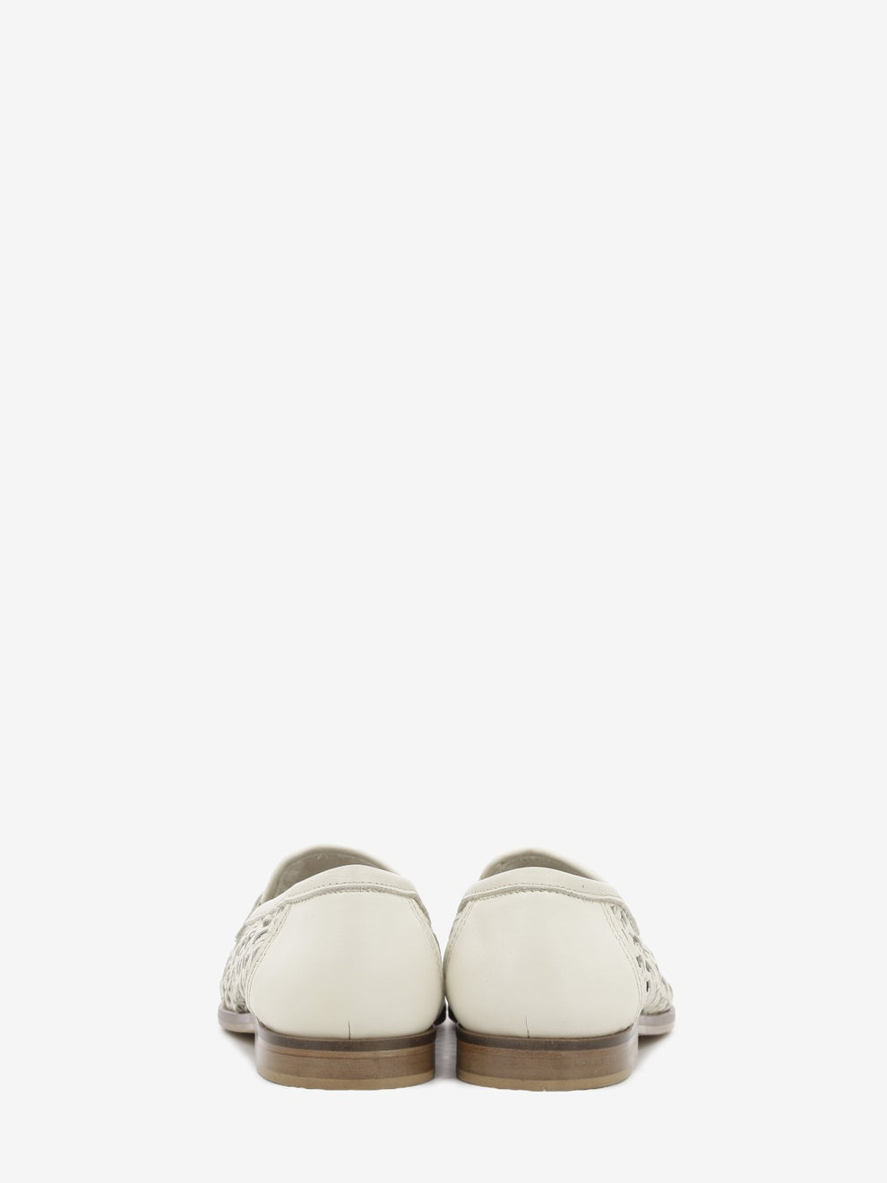 Mocassini in pelle intrecciata off white