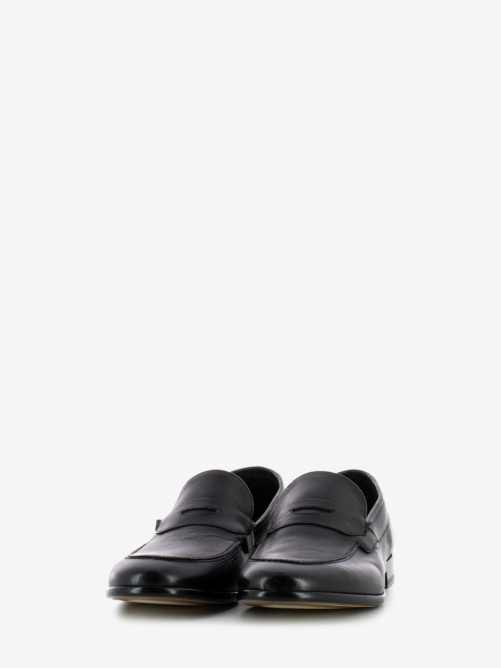 Black leather loafers
