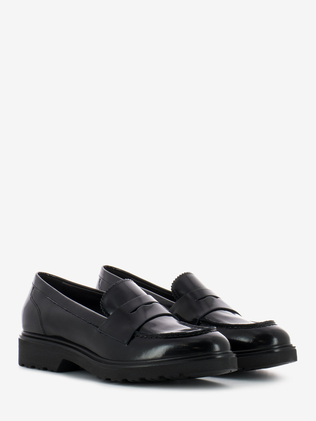 Black brushed leather loafers