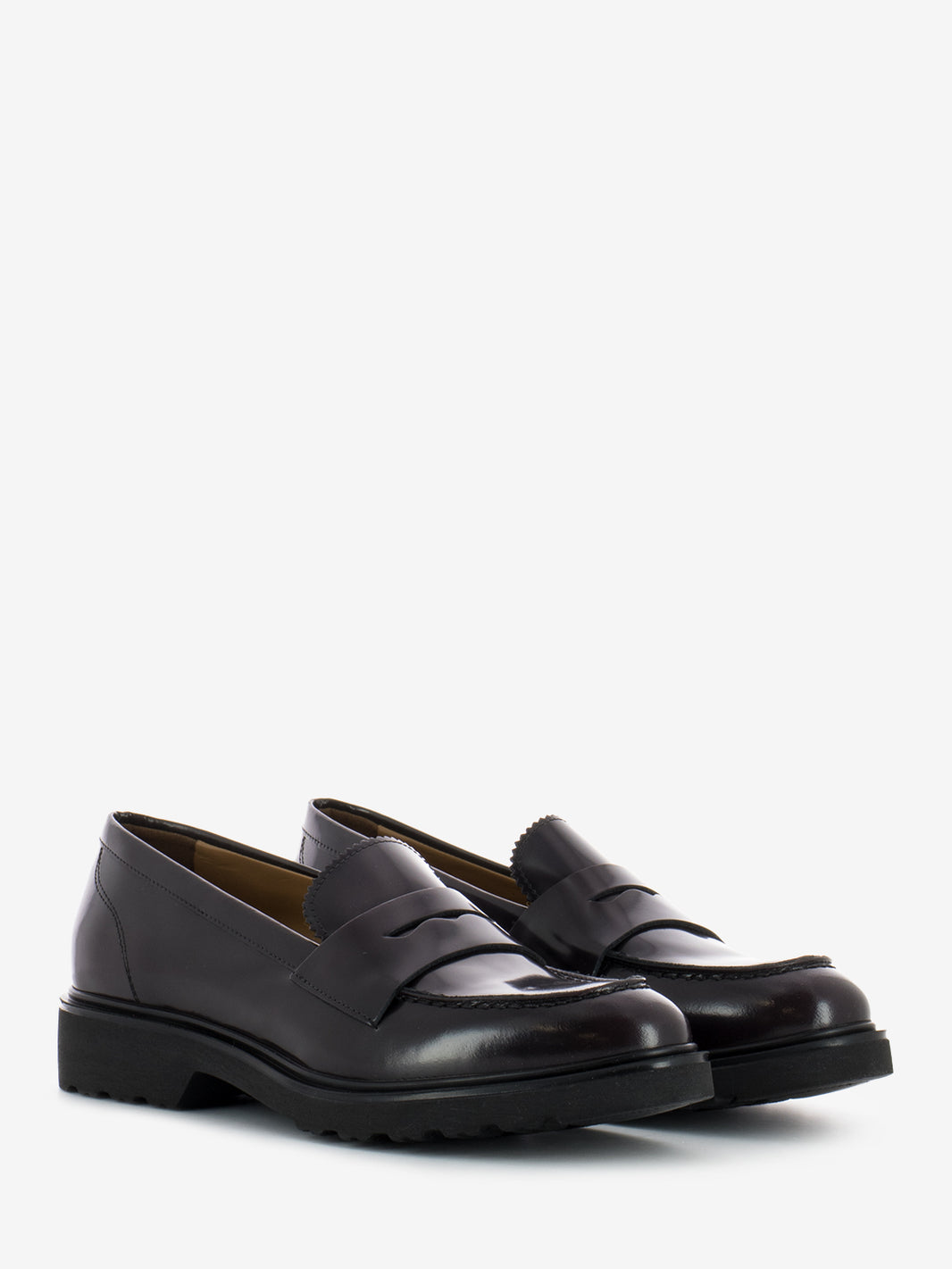 Brushed leather moccasins dark brown