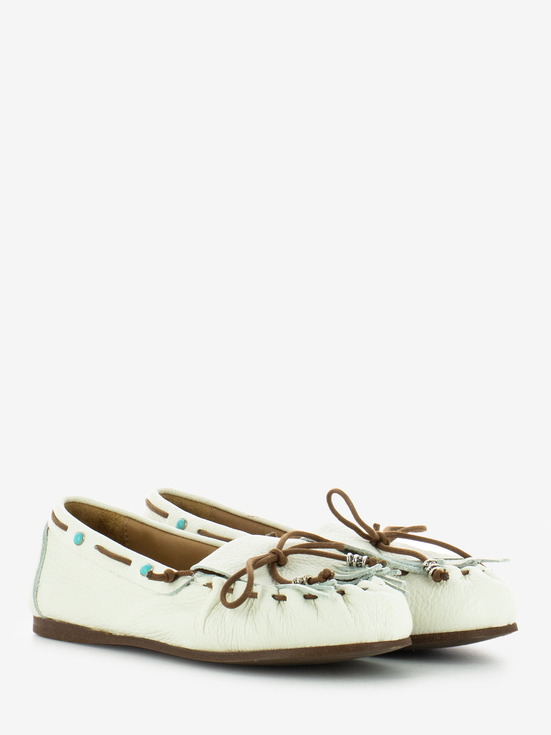 STIMM - Mocassini in suede con frange bianco | STIMM