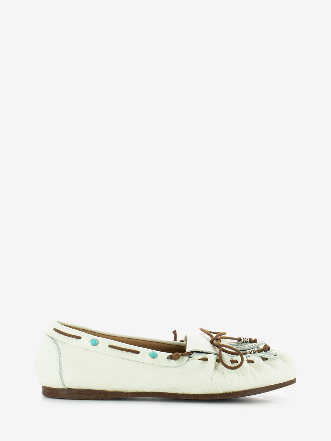 Mocassini in suede con frange bianco