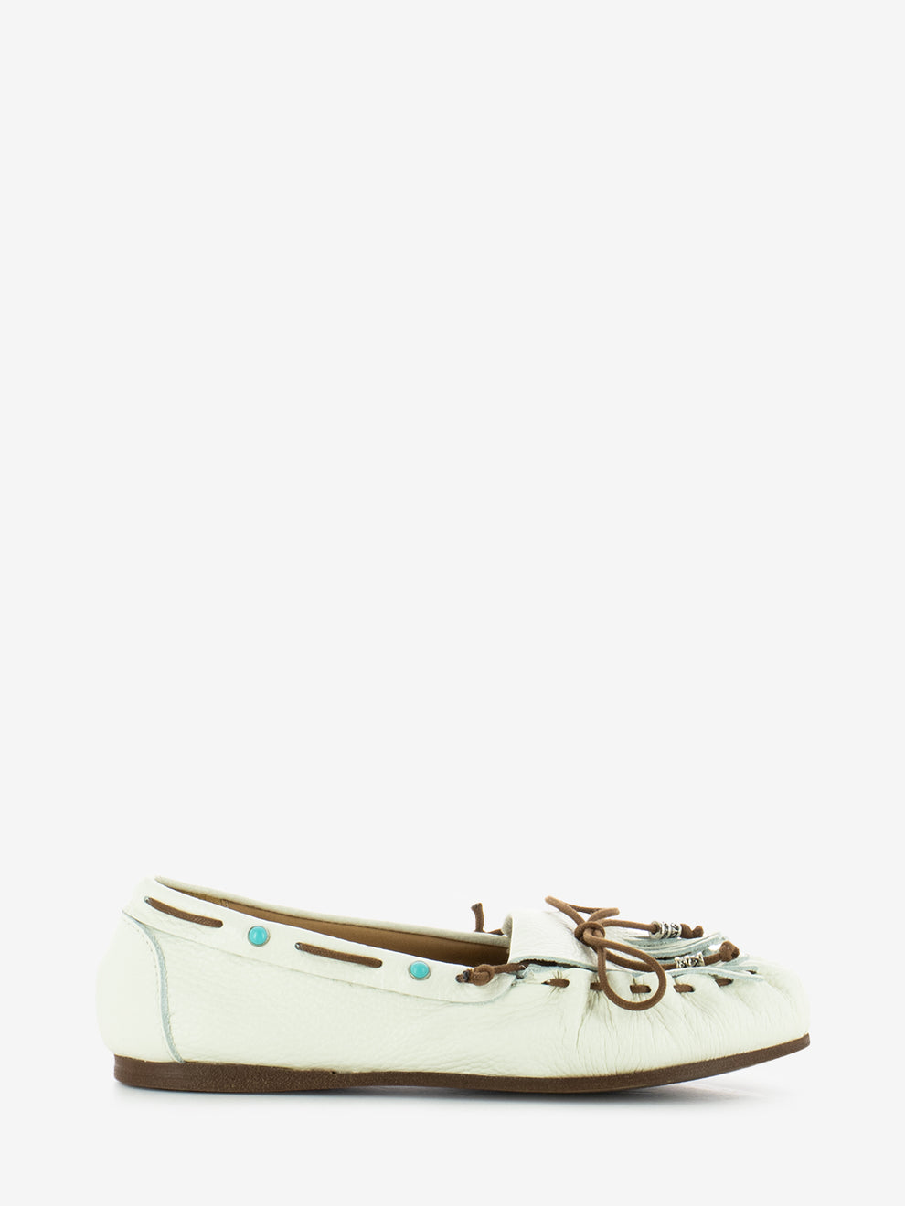 Mocassini in suede con frange bianco