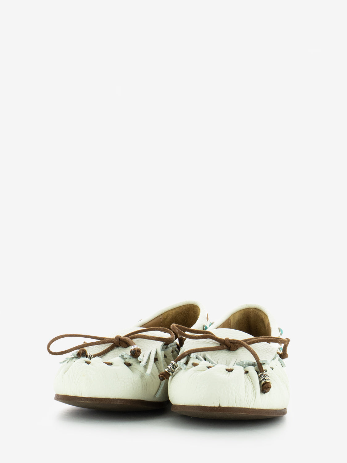 Mocassini in suede con frange bianco