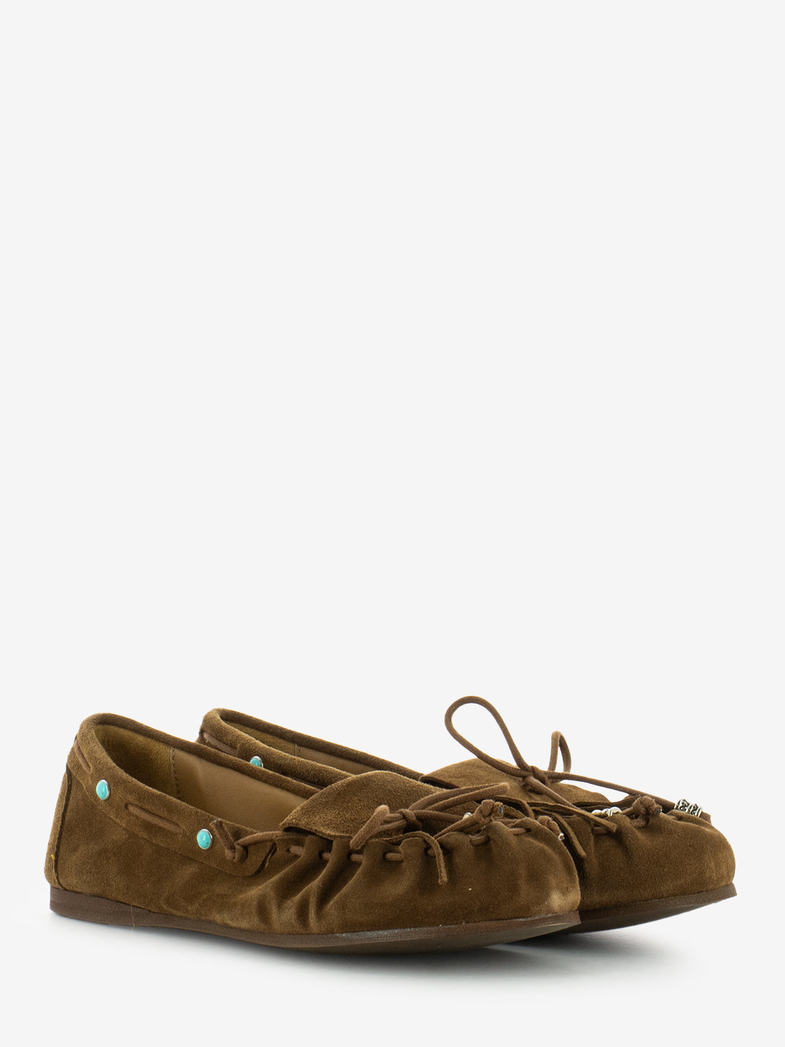 Mocassini in suede con frange marrone