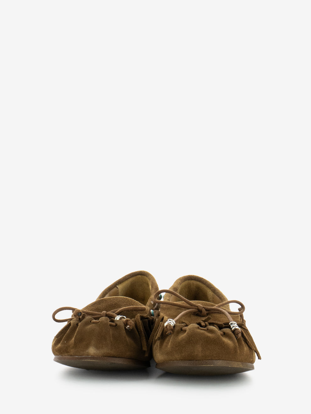 Mocassini in suede con frange marrone