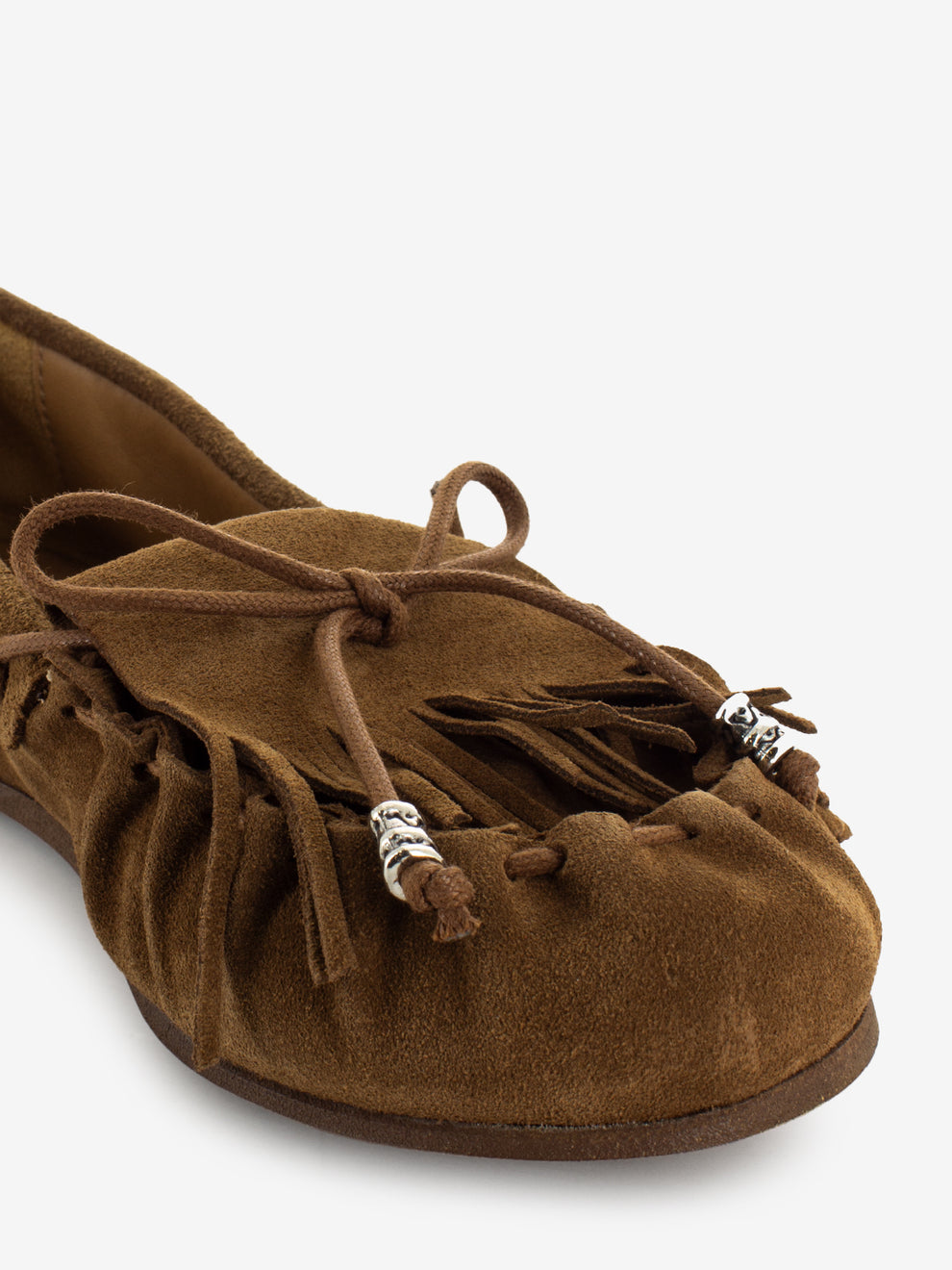 Mocassini in suede con frange marrone