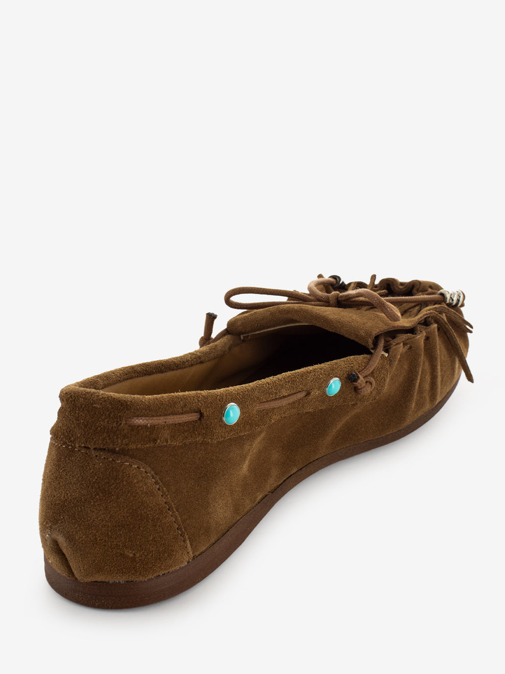 Mocassini in suede con frange marrone
