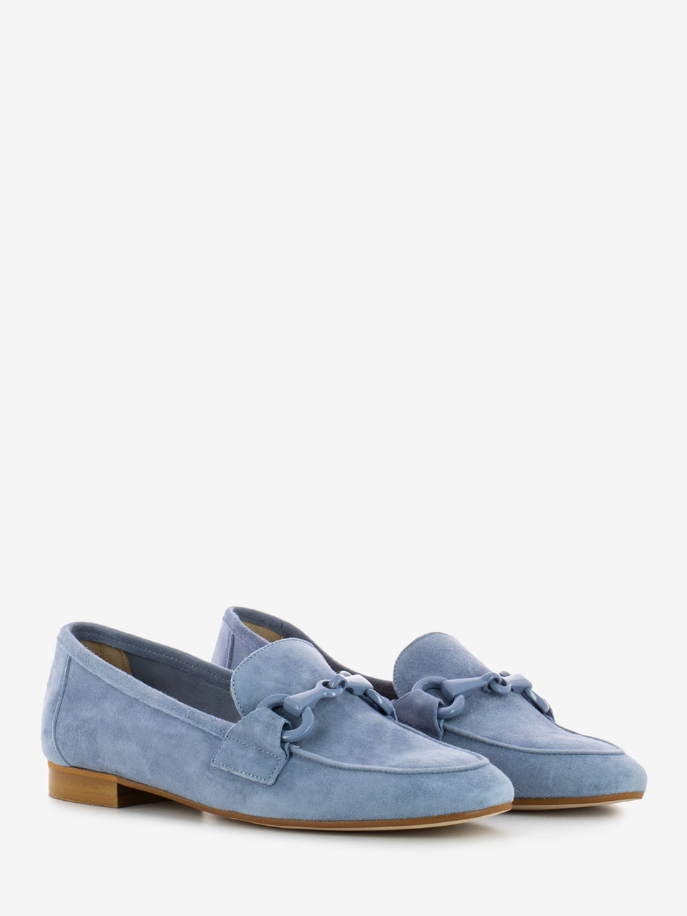 Mocassini in suede con morsetto azzurro