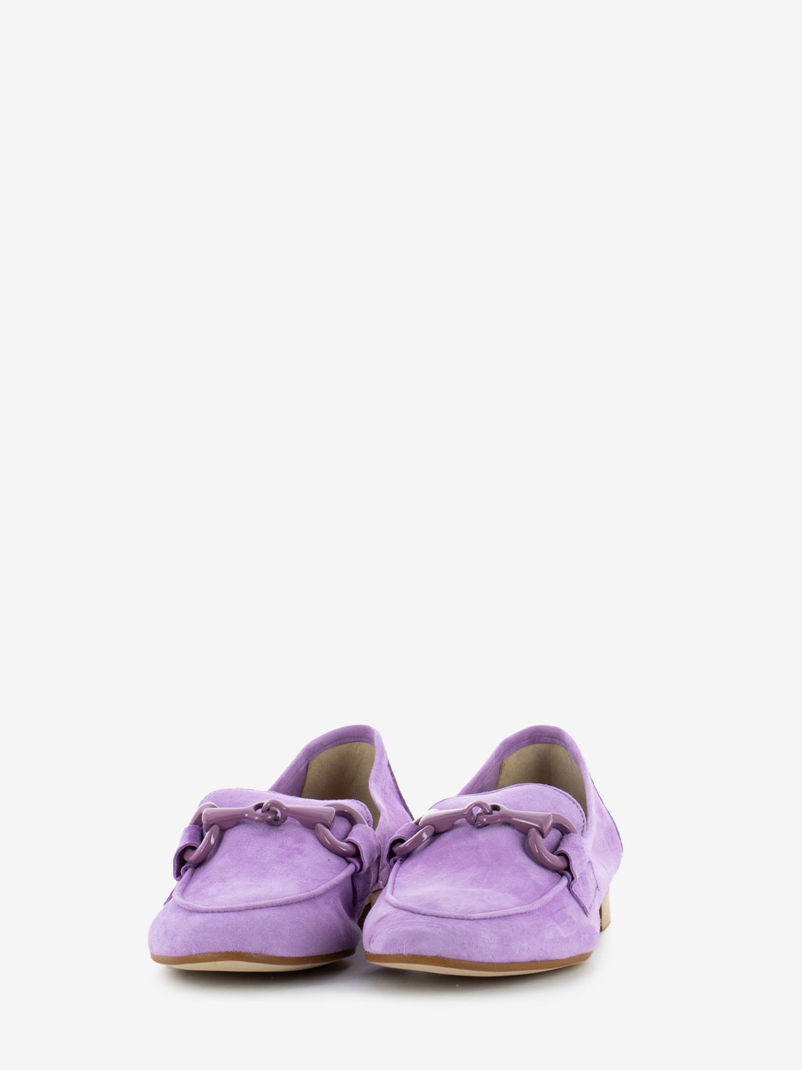 Suede moccasins with bouganville clamp