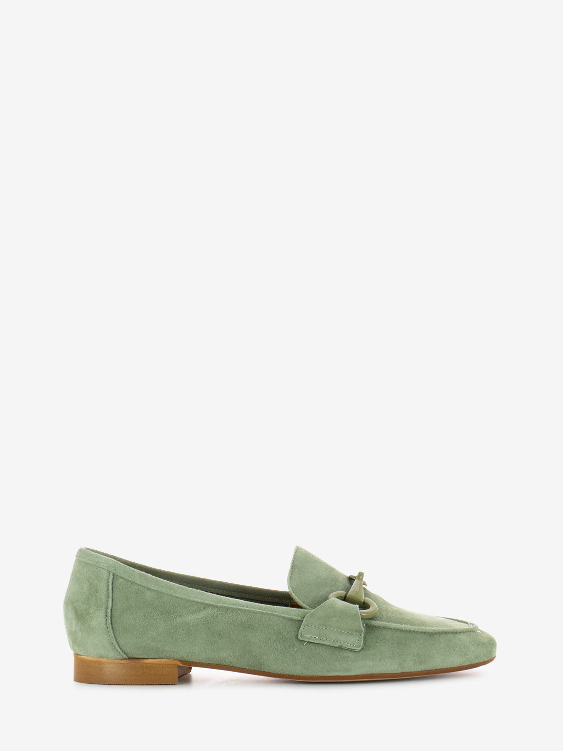 Mocassini in suede con morsetto salvia