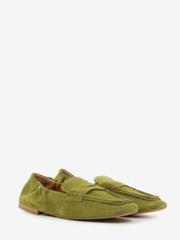 Green suede loafers