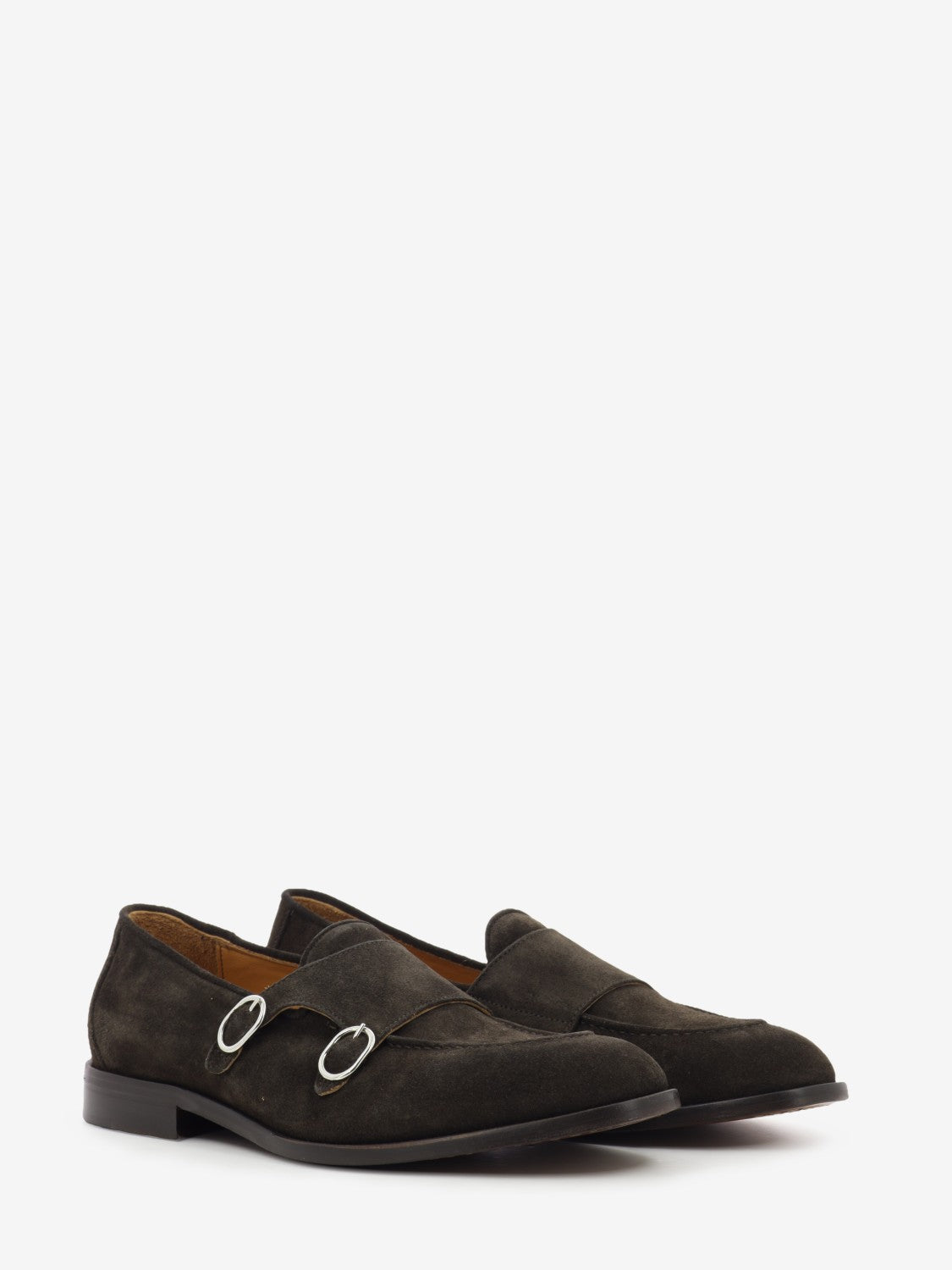 Mocassino con fibbie in suede testa di moro
