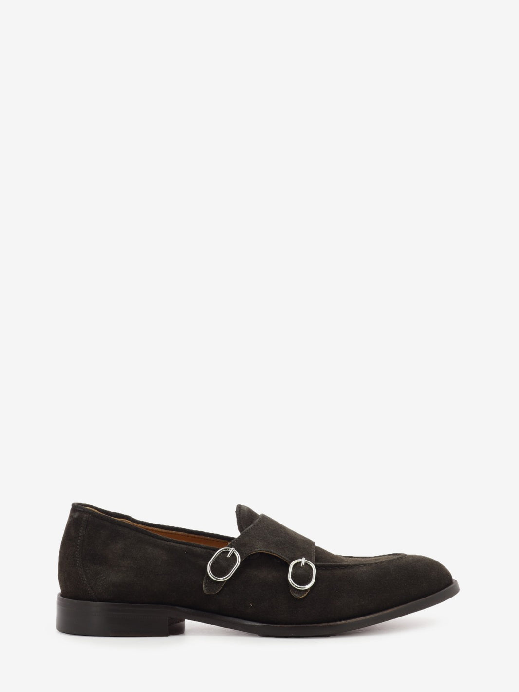 Mocassino con fibbie in suede testa di moro
