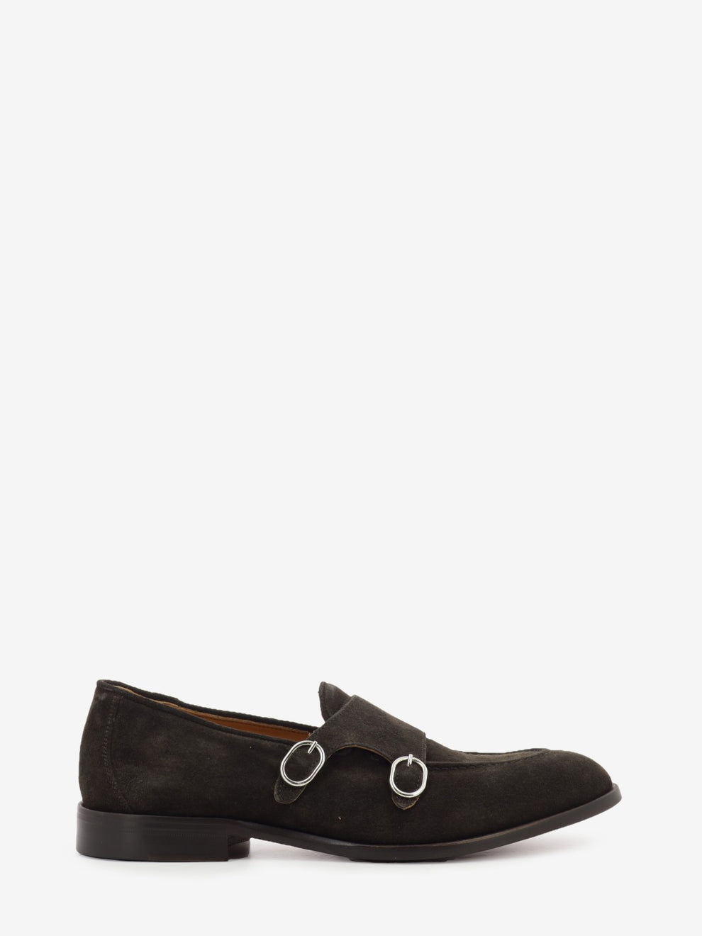 Mocassino con fibbie in suede testa di moro