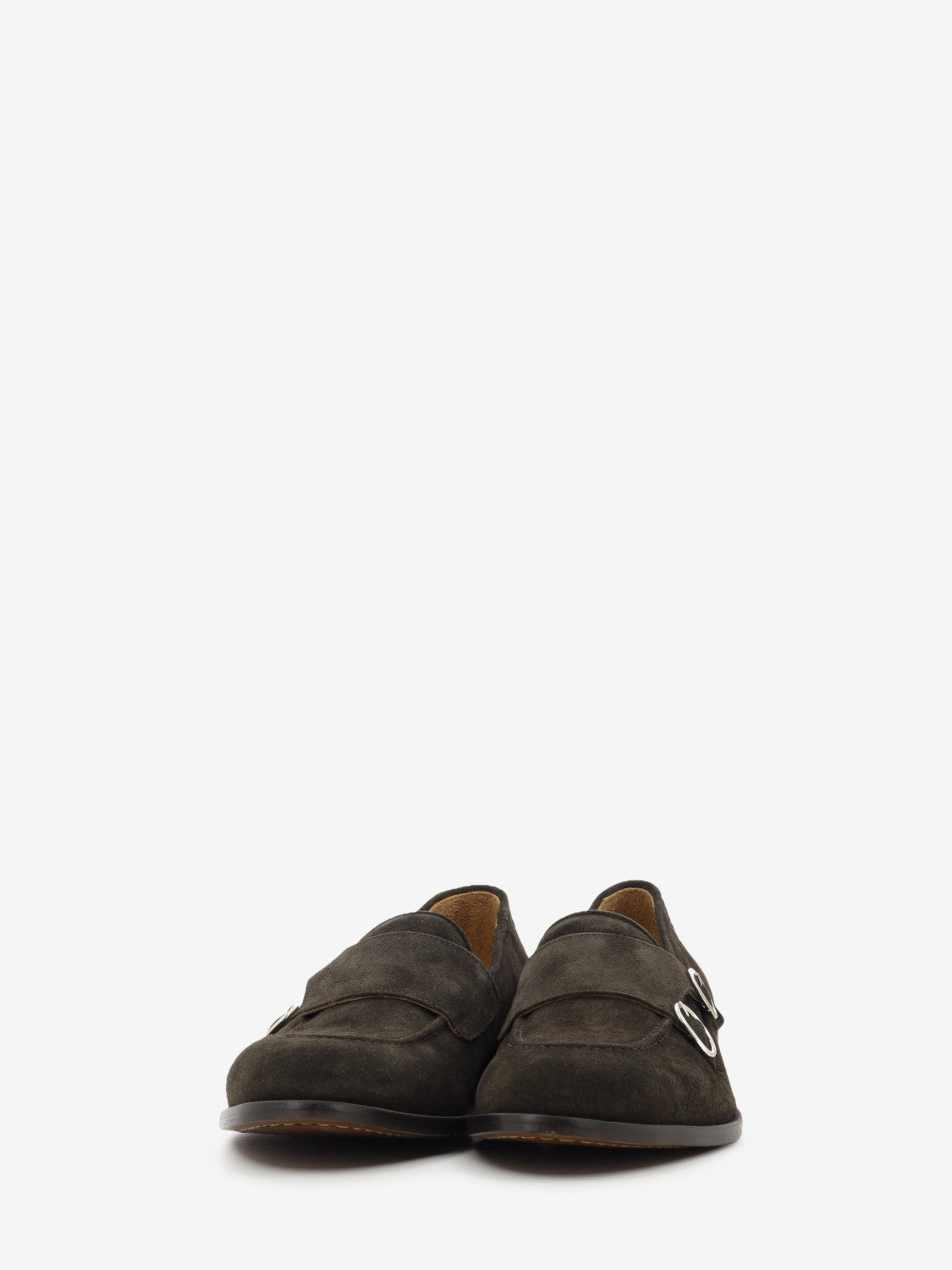 Mocassino con fibbie in suede testa di moro