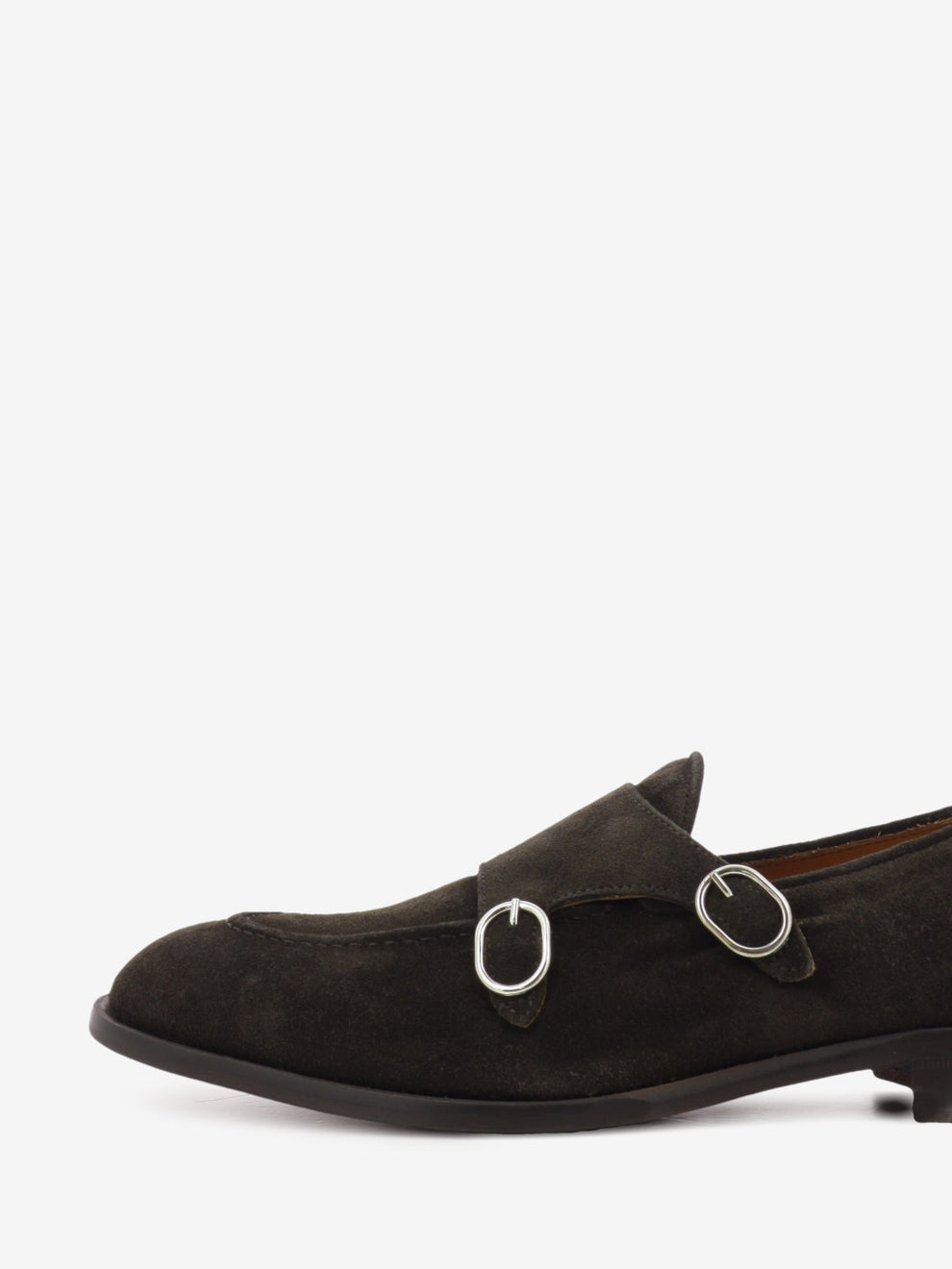 Mocassino con fibbie in suede testa di moro