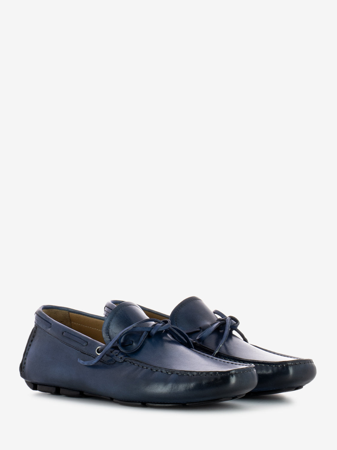 Blue Leather Bow Moccasin