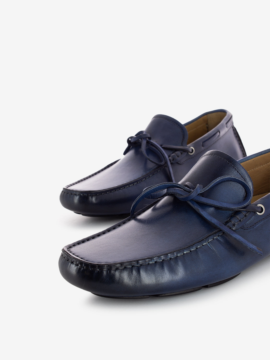 Blue Leather Bow Moccasin