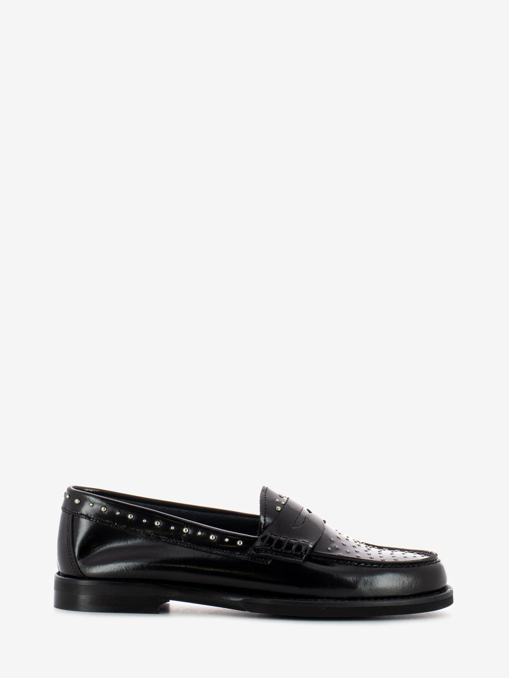 Mocassino Ilary in pelle effetto shine con borchie